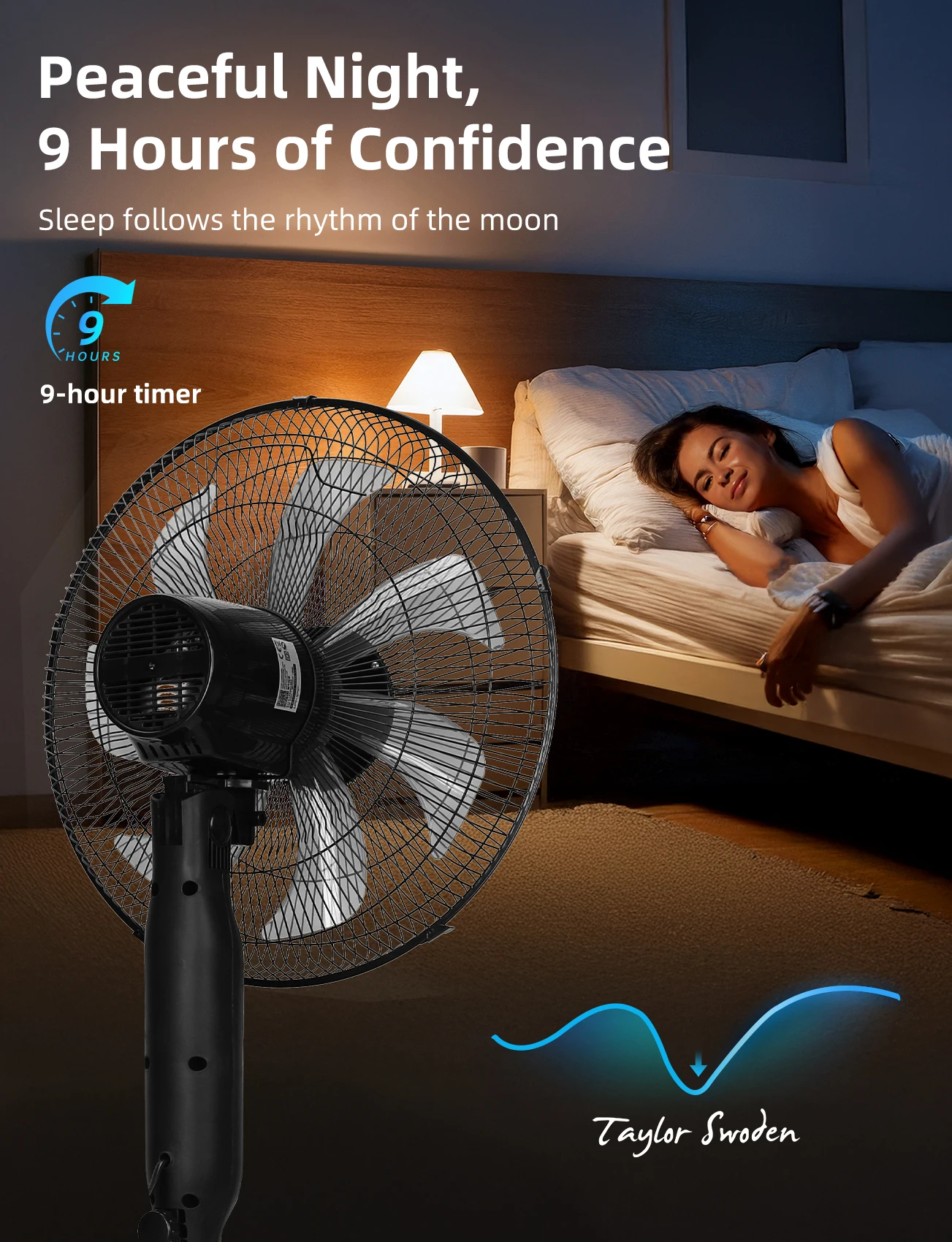 مروحة أرضية قائمة 7 شفرات ارتفاع قابل للتعديل مع مؤقت + جهاز تحكم عن بعد