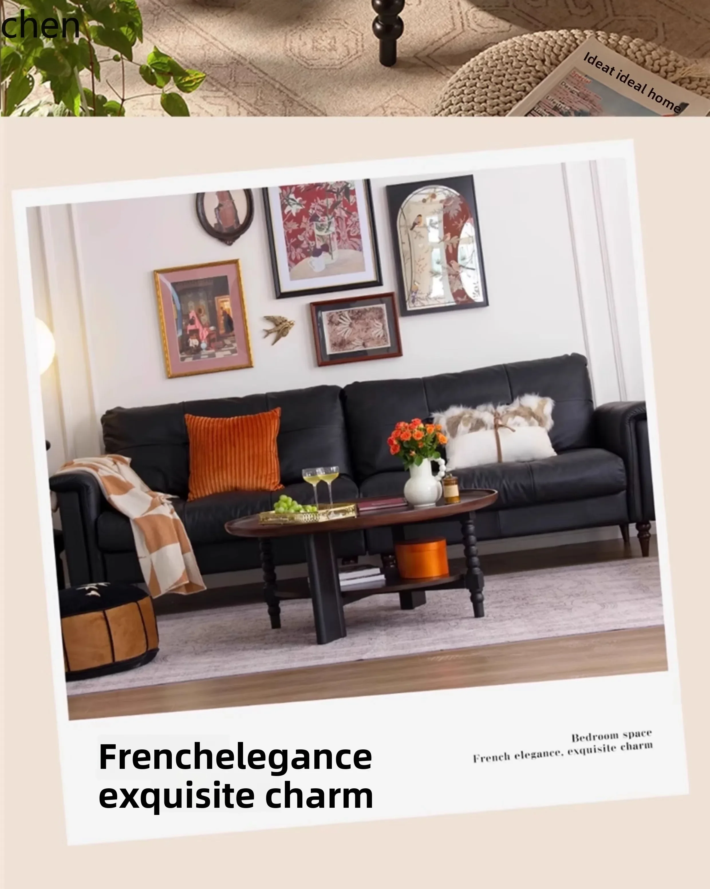 y9.3-retro solid wood low dining table sofa edge several American French small apartment lig luxury