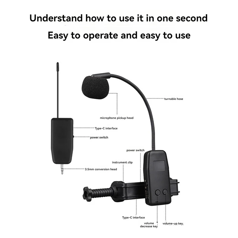 Microfono wireless per violino Microfono per strumenti musicali Ricevitore e trasmettitore audio per performance sul palco
