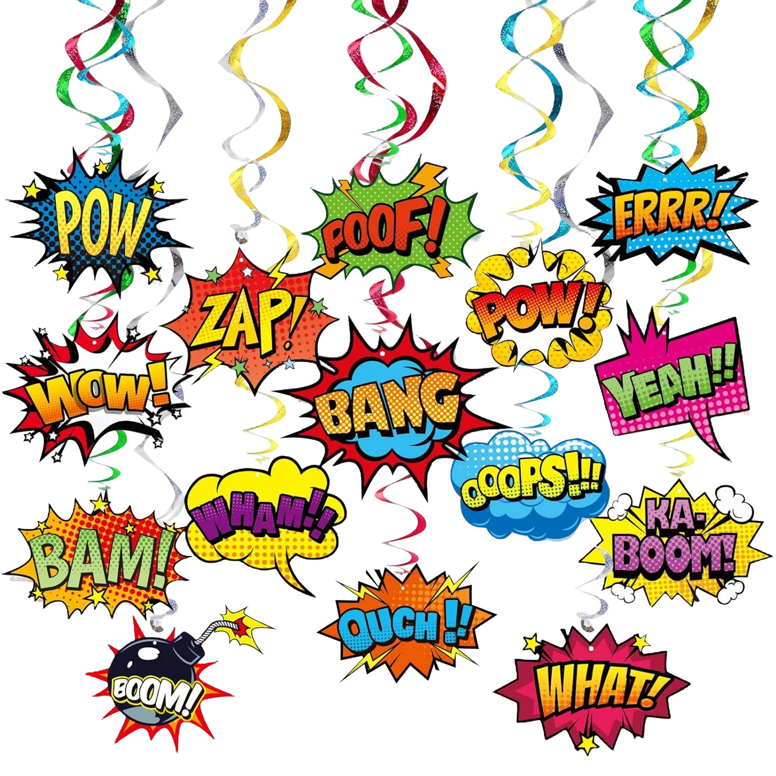 Superheld Hängende Wirbel Helden Action Zeichen Folie Decke Hängen Wirbel Streams Banner Dekor Girlande für Junge Mädchen Superheld Baby