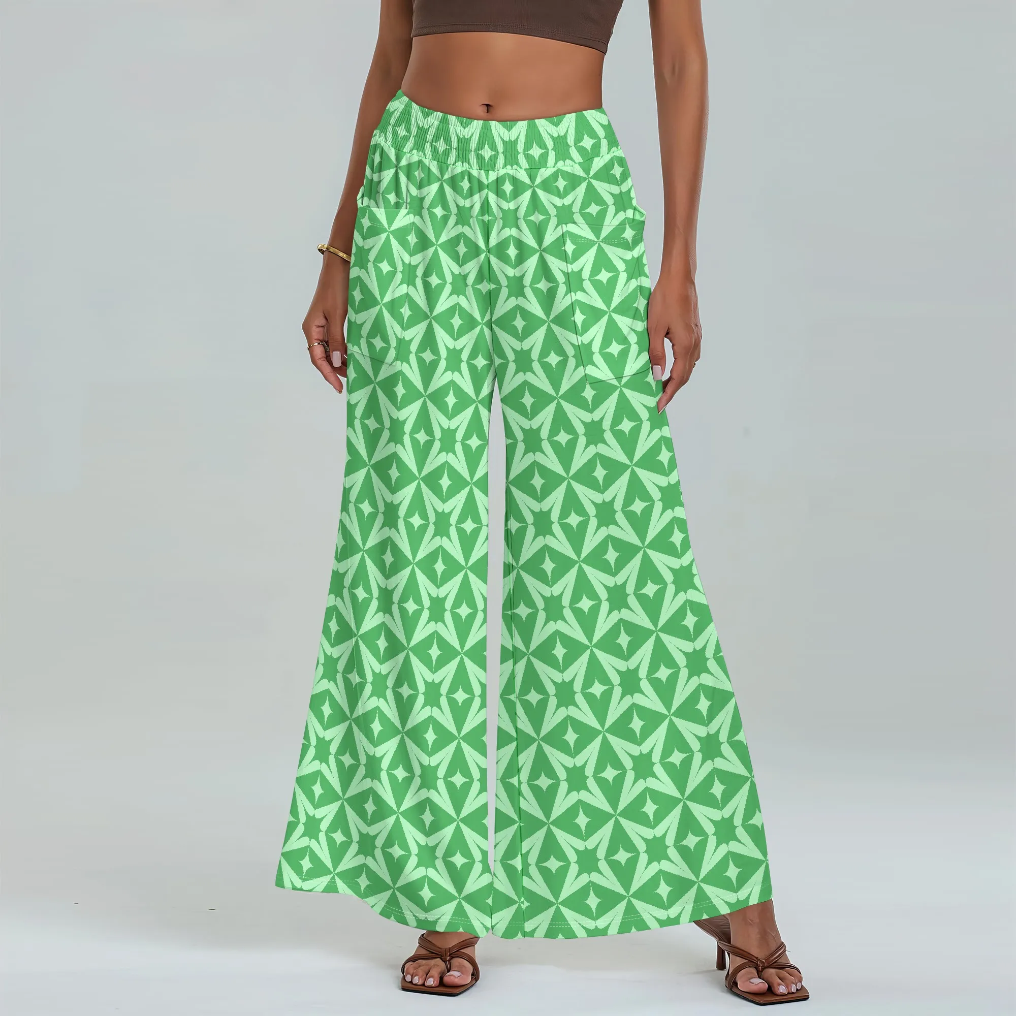 

Women's Wide Leg Pants with Pockets All Seasons Casual Comfort Geometric Pattern for Party, Dance, Date