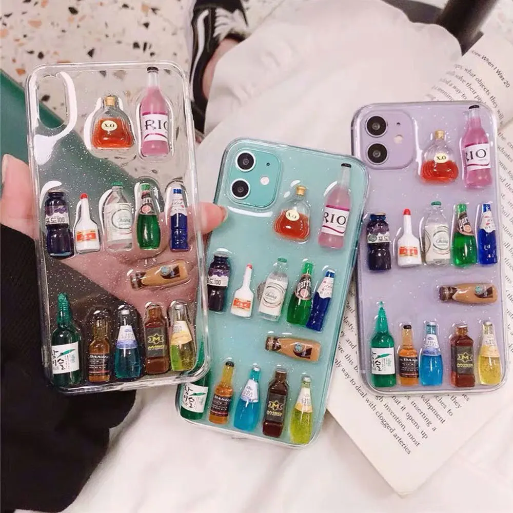 10Pcs Dollhouse Miniature Mini Simulation Wine Bottle For Mobile Phone Case Dolls Drink Kids Gift Home Decor DIY Accessories