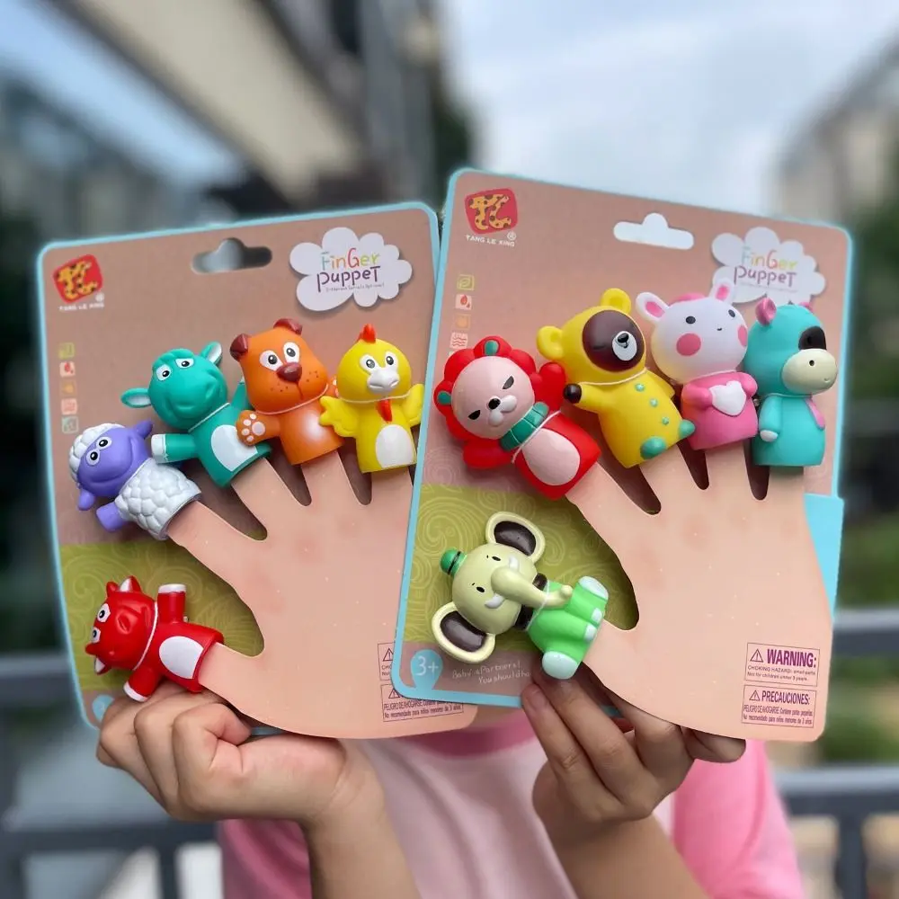 5pcs Early Educational Colorful Mini Animal Hand Puppet Safety Montessori Doll Finger Puppet Toy Set Puppy Rabbit Storytelling