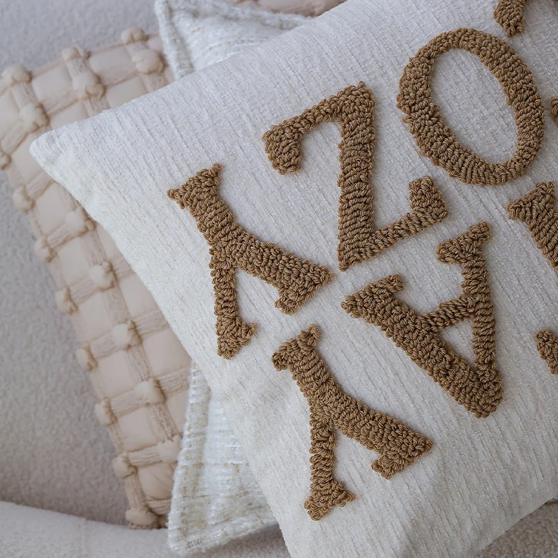 Letter Decorative Cushion Cover Nordic Style Living Room Sofa Throw Pillow Cover Soft Square Pillowcase Hogar Funda Cojin 45x45