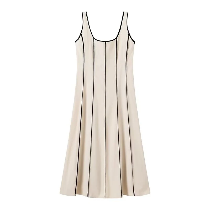 

YENKYE New Women Sexy Sleeveless O Neck Striped Summer Long Dress High Street Vestidos