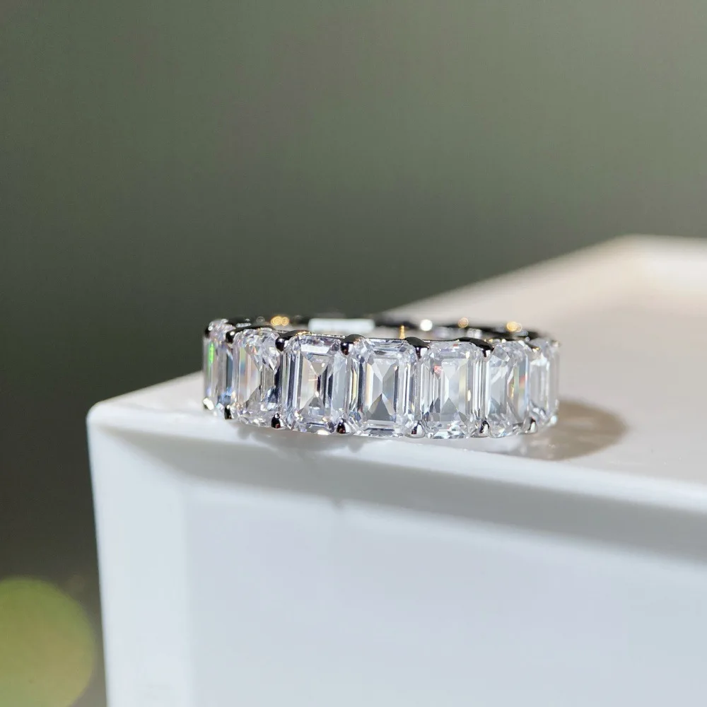 PT950 platinum wedding band for women with full diamonds and high-carat zirconia pyramid-cut stones, cross-border purchase