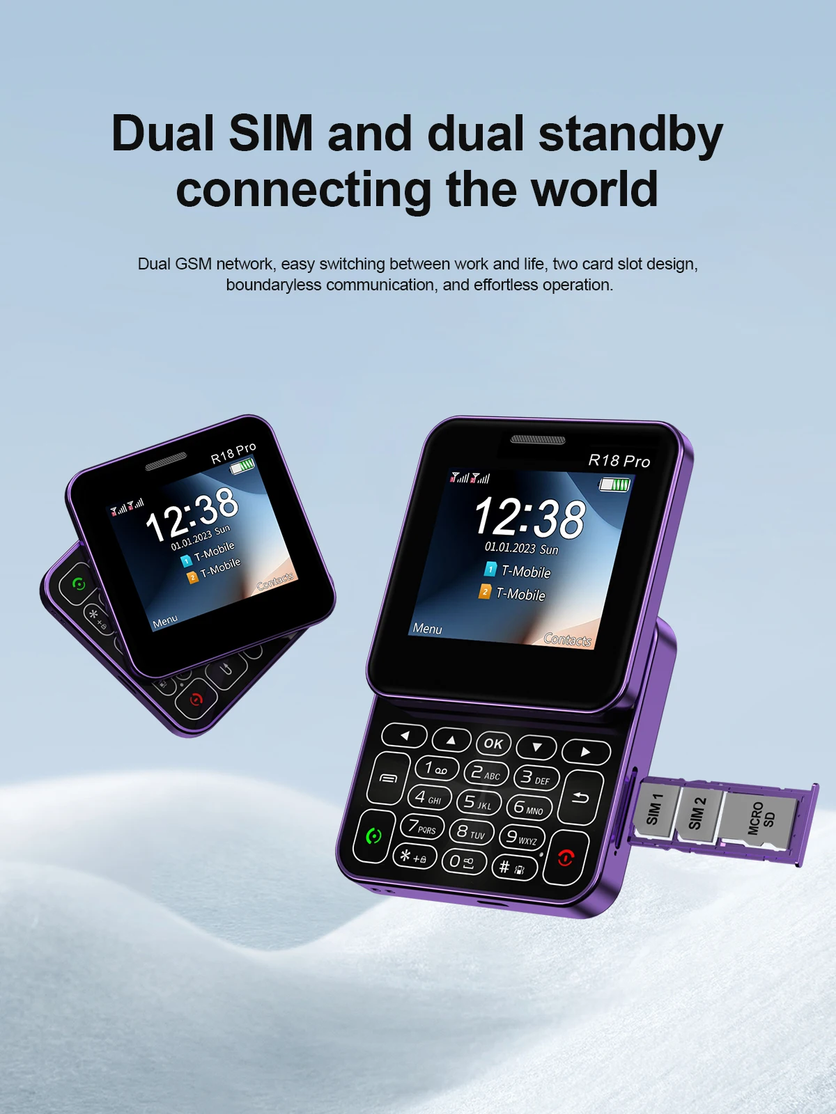SERVO Mini Mobile Phones Rotating Screen 2G GSM Dual SIM Standby 2.4" Display Speed Dial Blacklist Magic Voice Small Phone