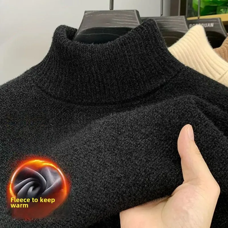 Neue Roll kragen pullover lässige Männer Wärme weich dick hochwertige bequeme Pullover Pullover Slim Fit Samt gestrickt Unterhemd