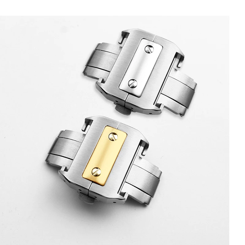 Watch Buckle For Cartier Santos 100 Belt Silicone Rubber Strap Folding Buckle Accessories Stainless Steel Watch Buckle 18mm 21mm