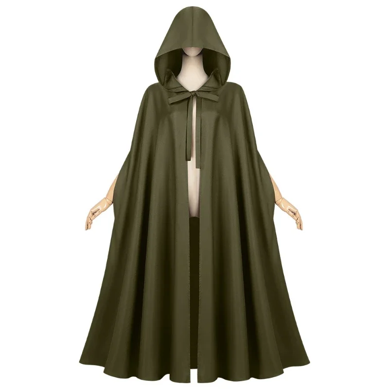 New Halloween COS Solid-Color Monk Grim Reaper Wizard Cloak Unisex One Size Fits All New Medieval Hooded Cape for Men and Women