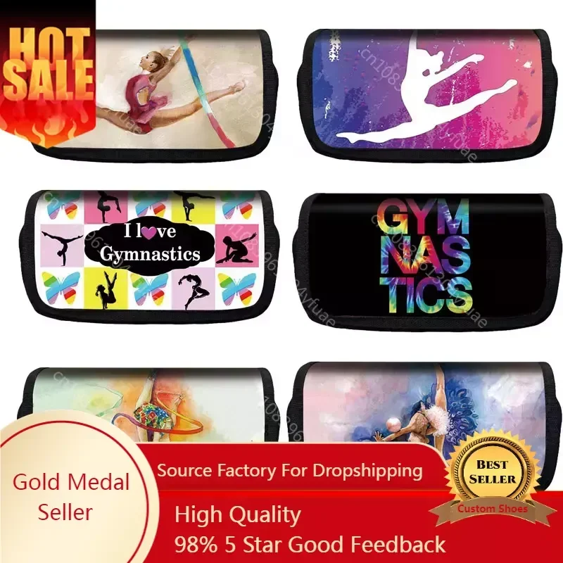 

Gymnastics Art Girls Cosmetic Cases Cartoon Kids Pencil Bag Ballet Dancer Beauty Makeup Bag School Supplies Children Pencil Box