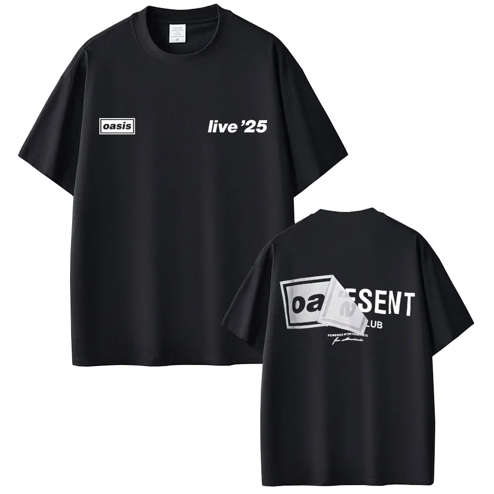 

Rock Band O-Oasis Live 25 World Tour T Shirt Men Women Vintage Oversized Tshirt Men's High Quality Cotton Short Sleeve T-shirts