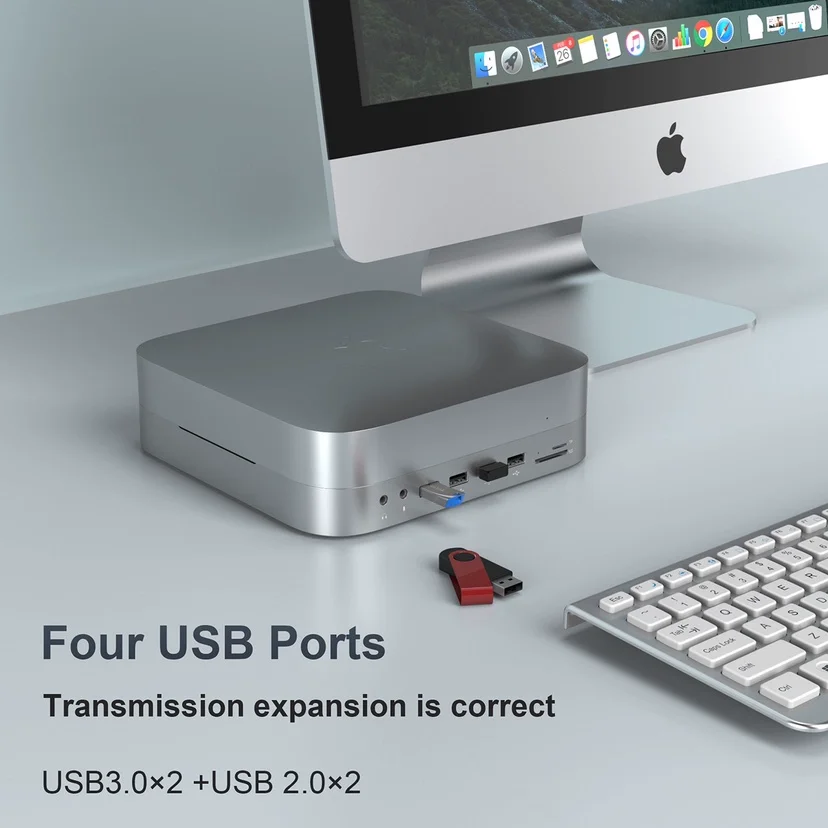 

Док-станция Mac Mini Usb-C со встроенным корпусом для жесткого диска 2,5 дюйма, Mac mini Hub подходит для Apple Mac mini M1/M2 Pro.