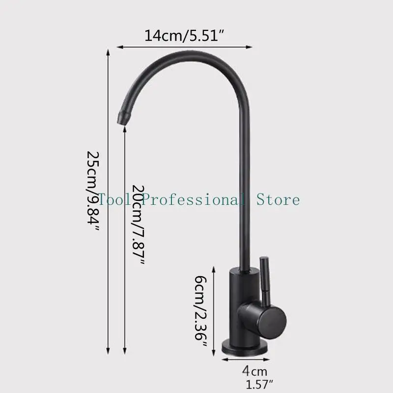 57QF Fregadero Filtración agua Faucet Botiding Water Faucet alto buzón （Negro/plata）