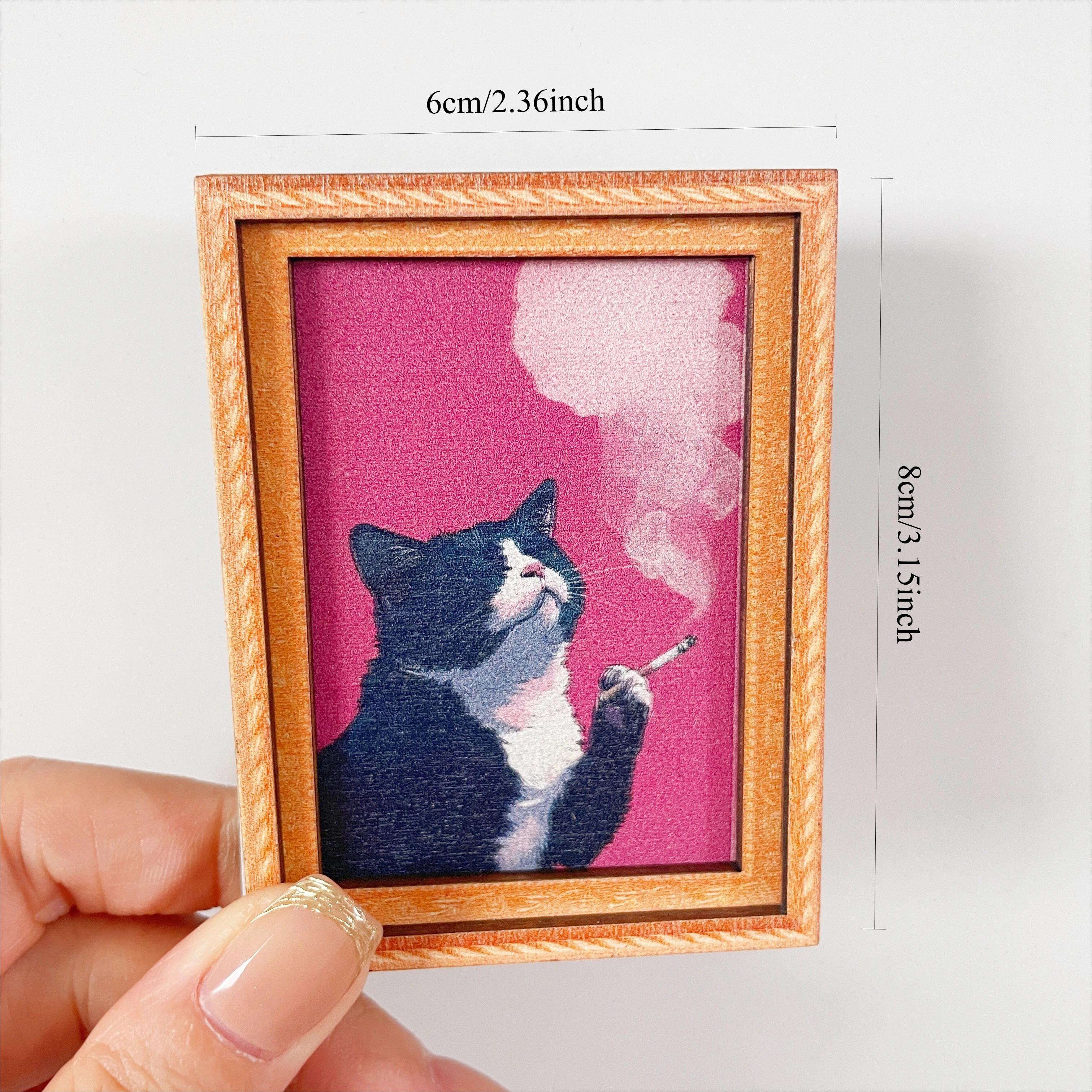 Cute Cat Portrait Mini Photo Frame Fridge Magnet - Adorable Refrigerator Magnet for Home Decor