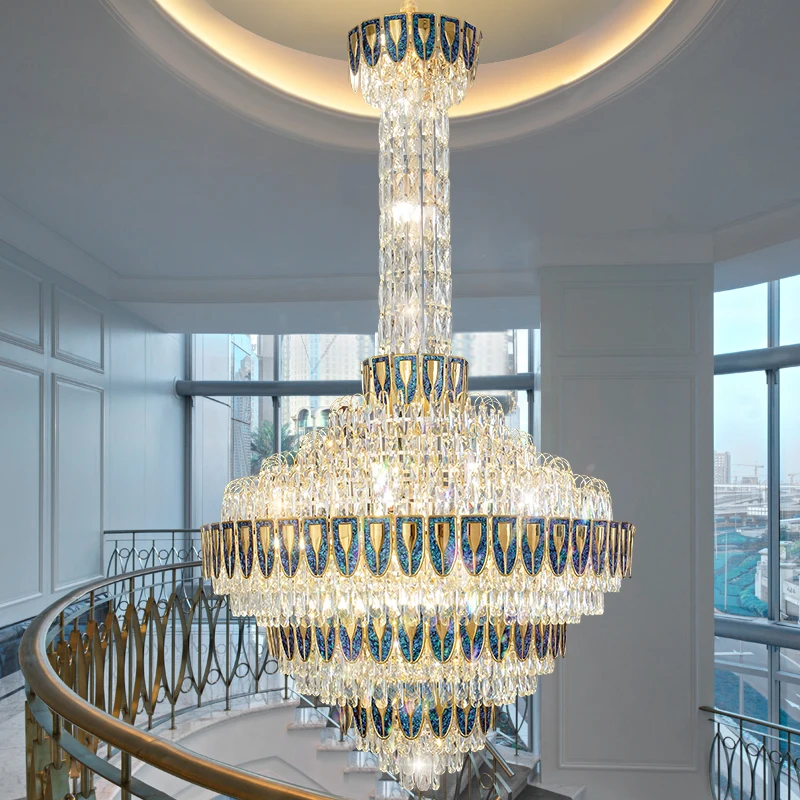 Duplex Building Light Luxury Post-Modern Spacious Living Room Large Chandelier High-And Hotel Lobby Crystal Lamp