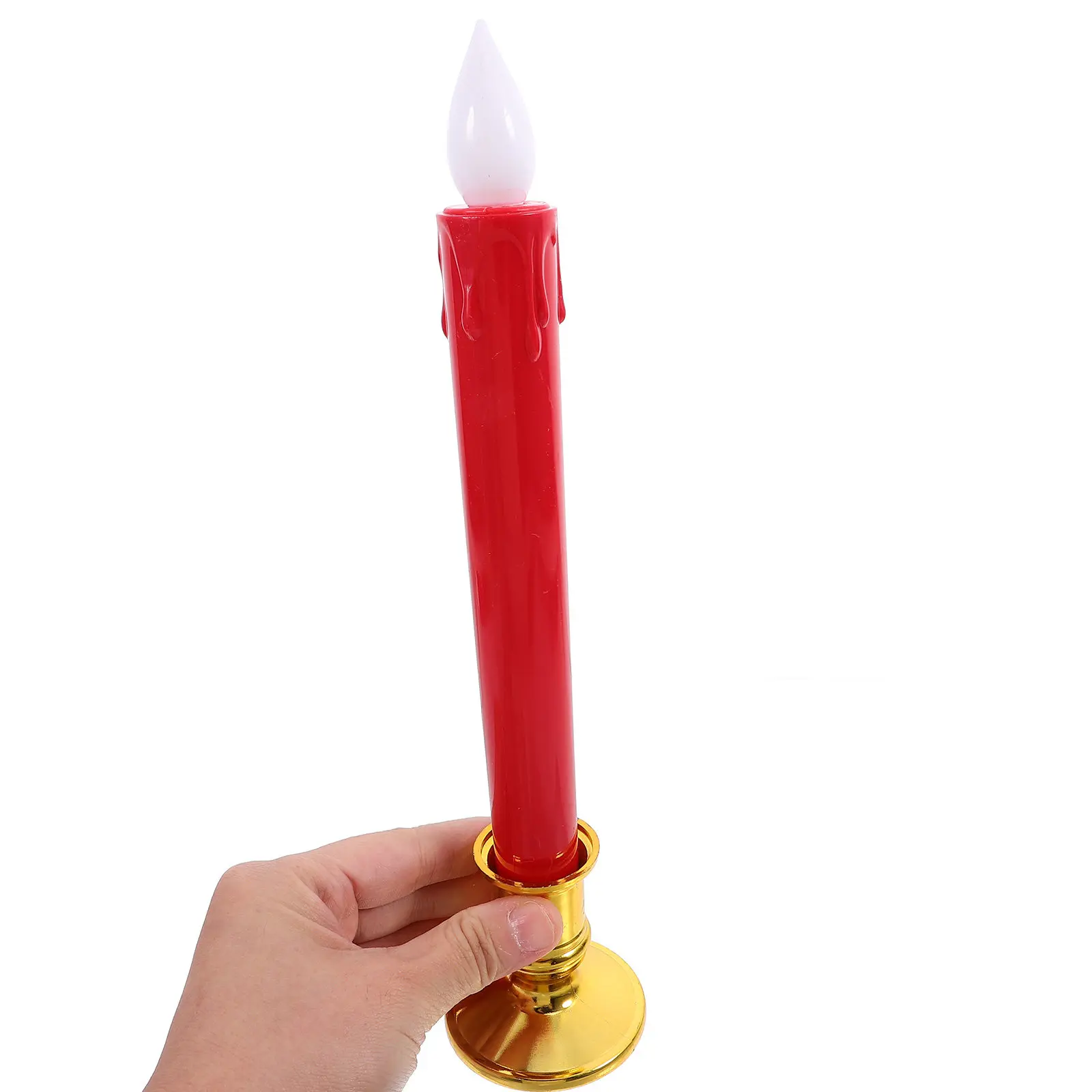 2Pcs Realistic LED Flameless Taper Lights Battery Operated for Party Home Decor Festive Atmosphere Candlestick Design