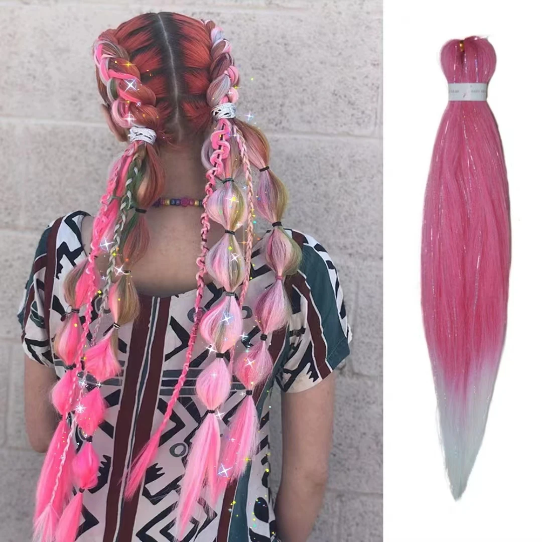 

Synthetic Pre Stretched Braiding Hair 26 Inch Long Braid Hair Extension For Afro Crochet Braids Fake Hair DIY Jumbo Braid Pink