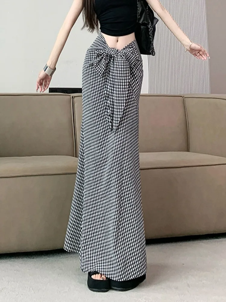 Skirts for Women French Plaid Casual Skirts 2024 Summer NEW Versatile Temperament High Waist Was Thin A-Line Skirts