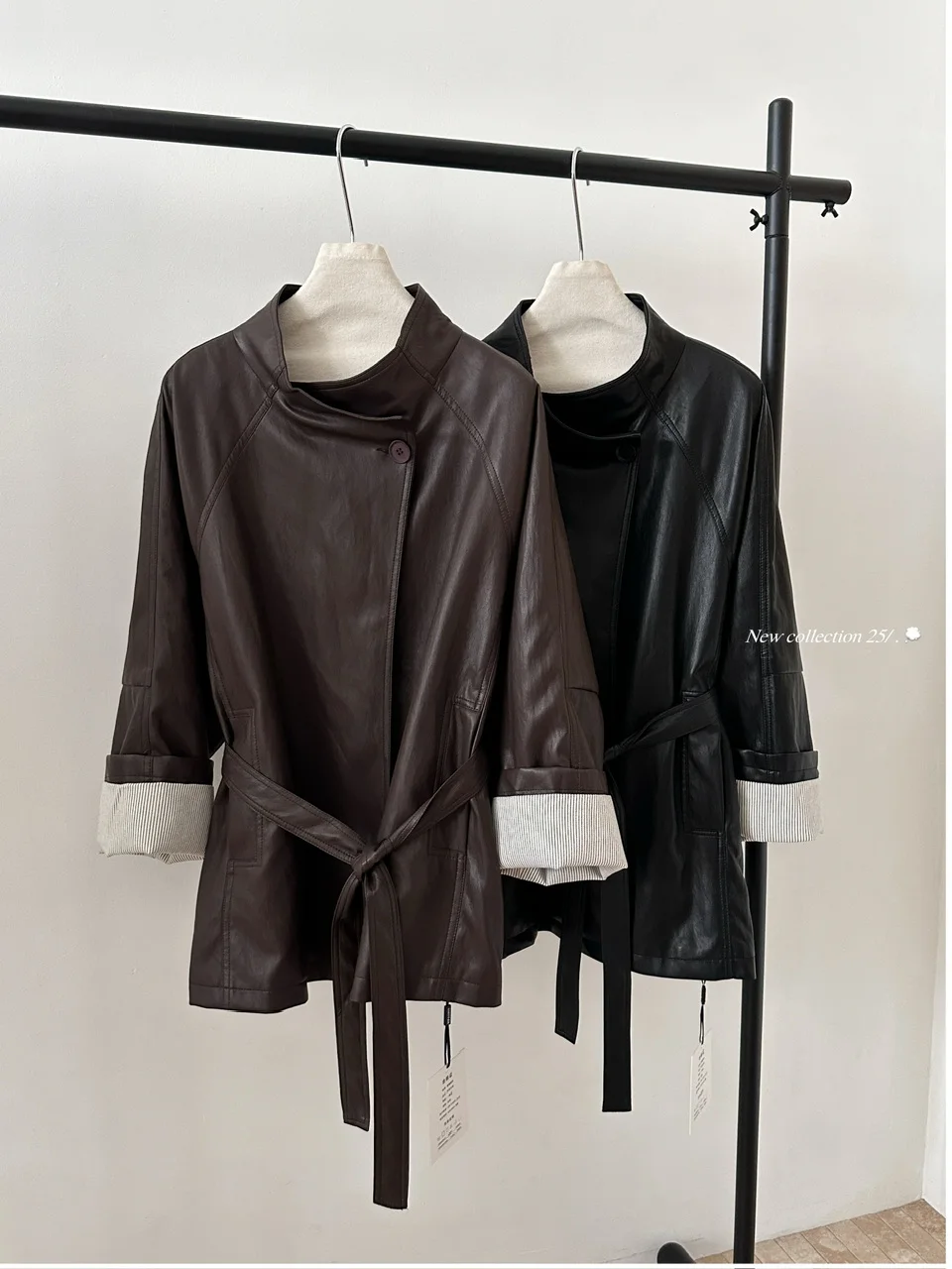 Dolcevita a maniche lunghe in ecopelle autunno inverno da donna Cappotto lungo allentato Lady Streetwear Top capispalla in pelle tinta unita tinta unita