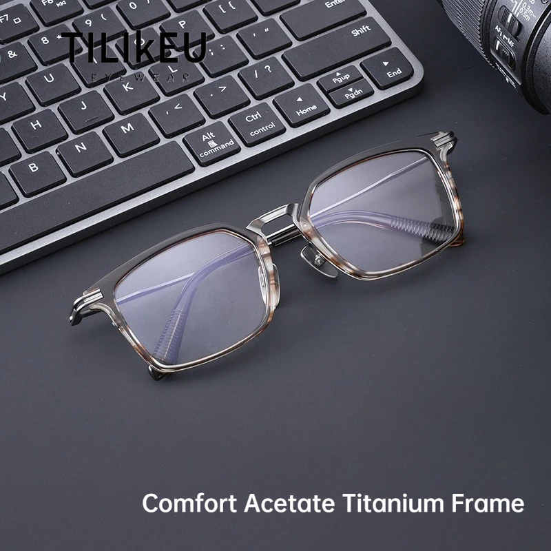 

Large-Face Men's Business Prescription Glasses Frames Japanese Handmade Vintage Ultralight Pure Titanium Designer Luxury Eyewear