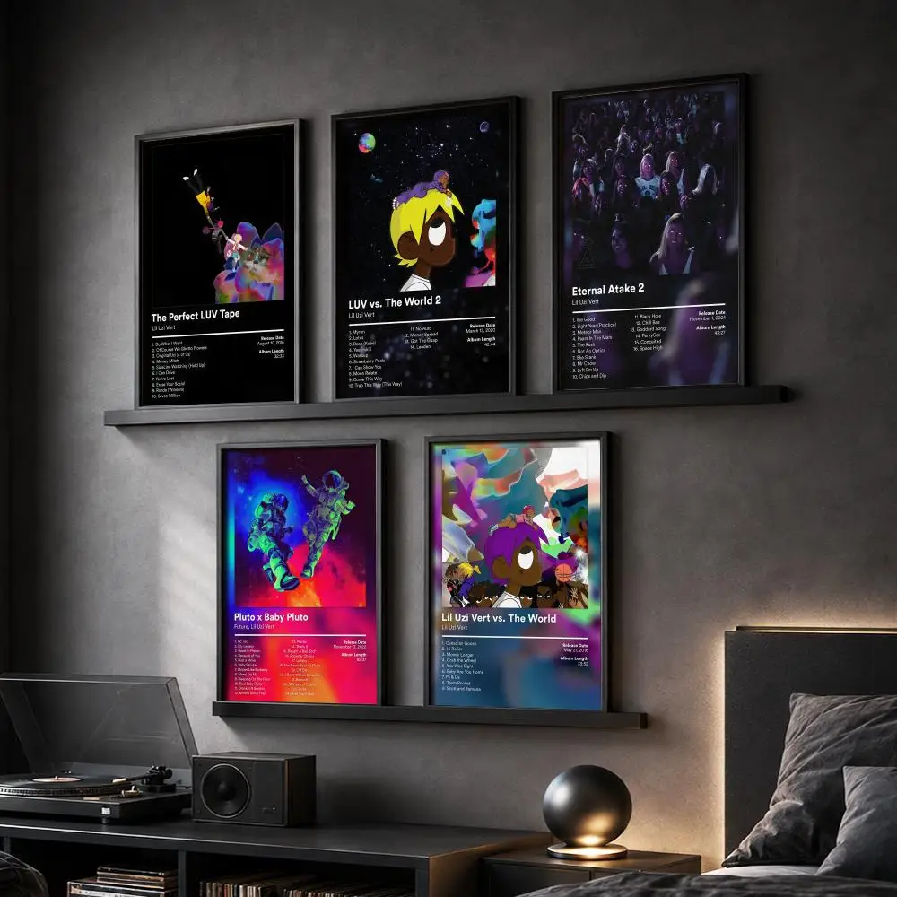 Lil Uzi V-Vert Album Singer Rapper Painting Calligraphy Canvas Poster Hallway Bedroom Living Room Home Decoration Interior Wall
