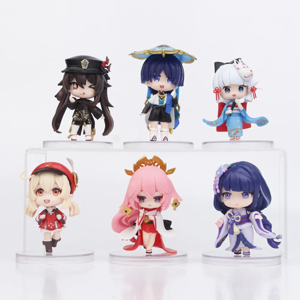 6Pcs/Set Genshin Impact Anime Figure Battlefield Heroes Theme Series Action Figure KLEE/DILUC/VENTI/FISCHL/KAEYA Figure Doll