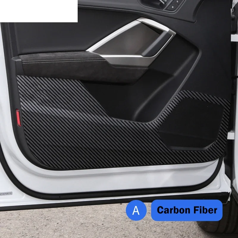 

For Audi Q3 Q5 Car Door Anti Kick Pad Protection Decals Leather Suede Carbon Fiber Stickers Auto Interior Accessories