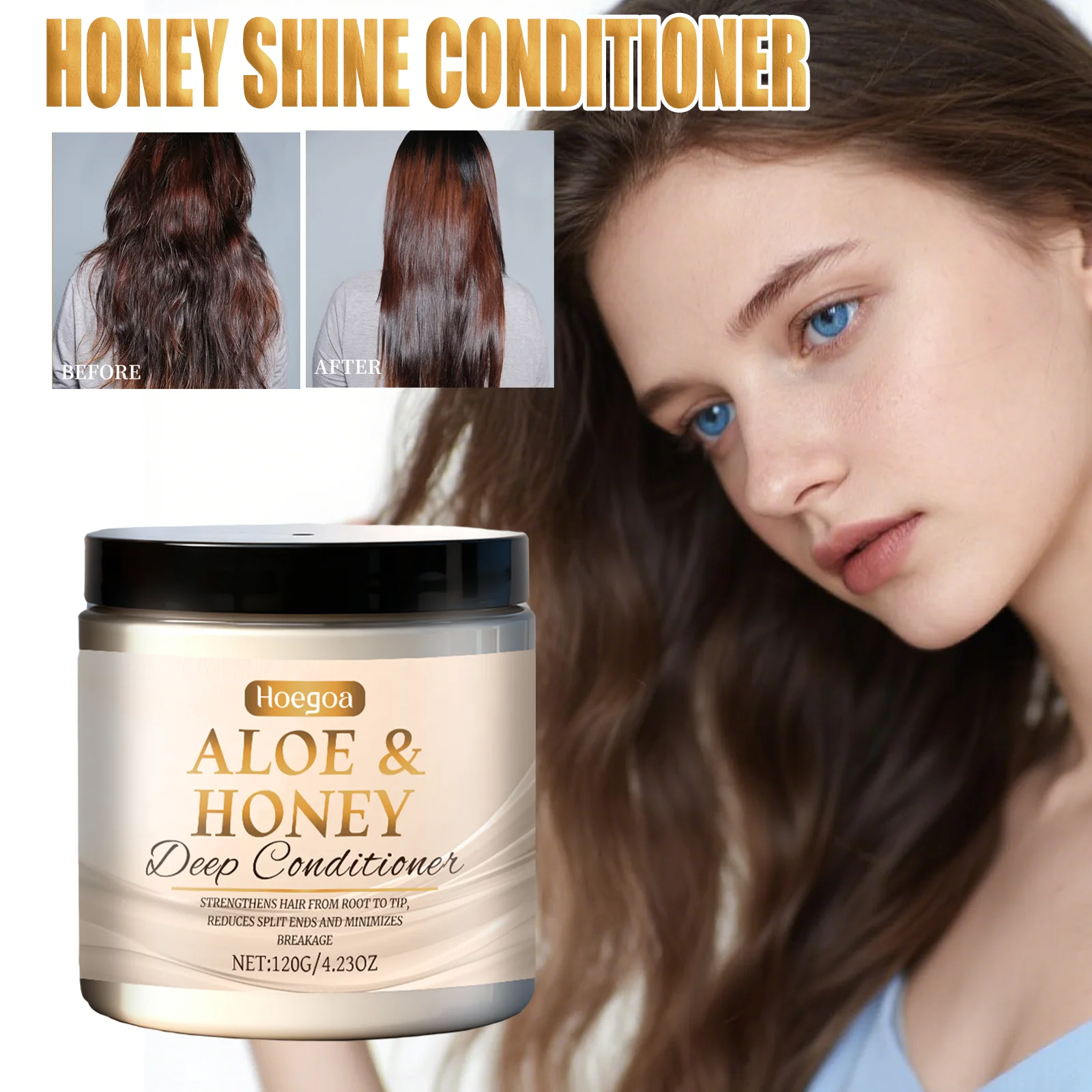 

Honey Moisturizing Conditioner For Soft Shiny Hair Ginger Extract Hydrating Nourishing Long Lasting Repair Dry Damaged Hair