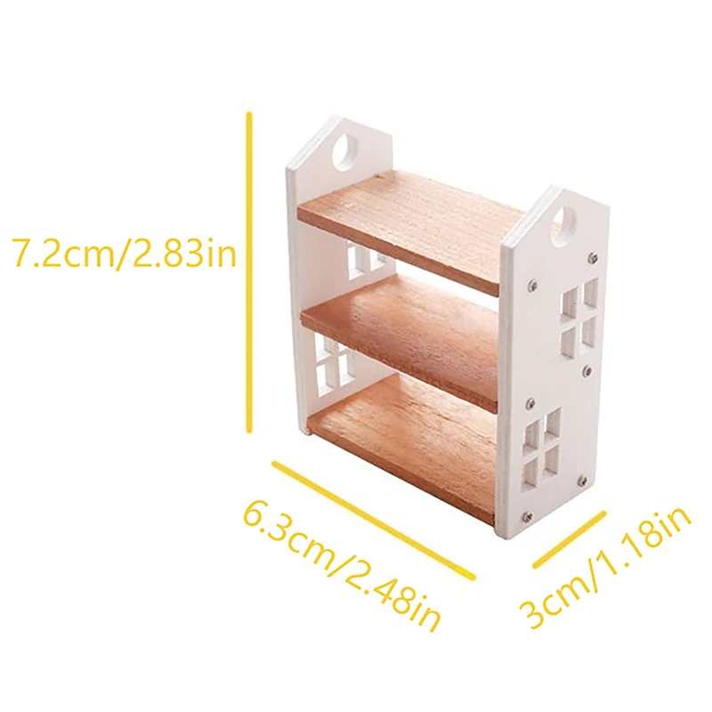 1:12 Dollhouse Miniature Bookshelf Three-tier Storage Rack Display Stand Furniture Model Decor Toy Doll House Accessories - Image 6