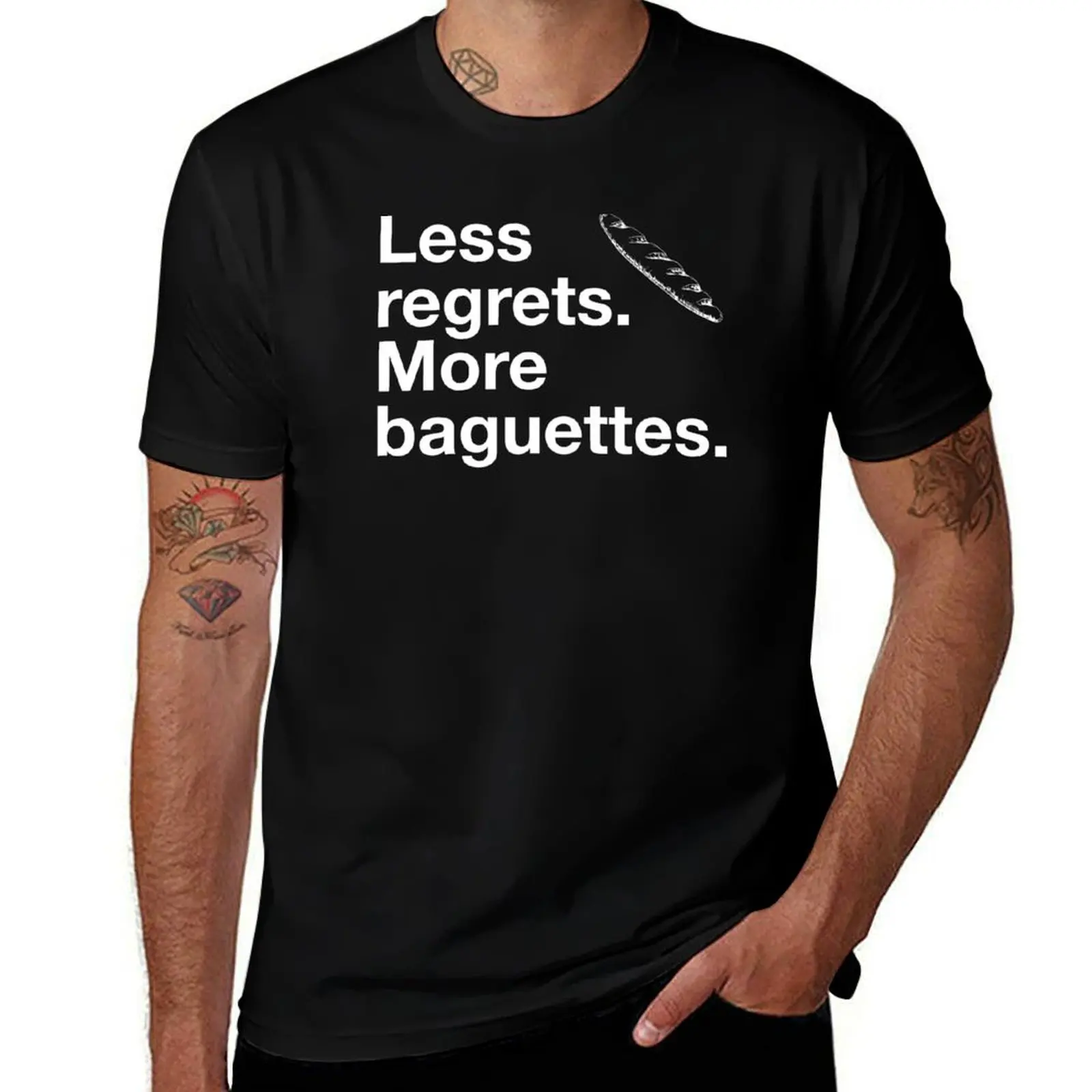 Less Regrets. More Baguettes. T-Shirt boys animal print designer shirts luxury clothing labubu mens t shirts top quality