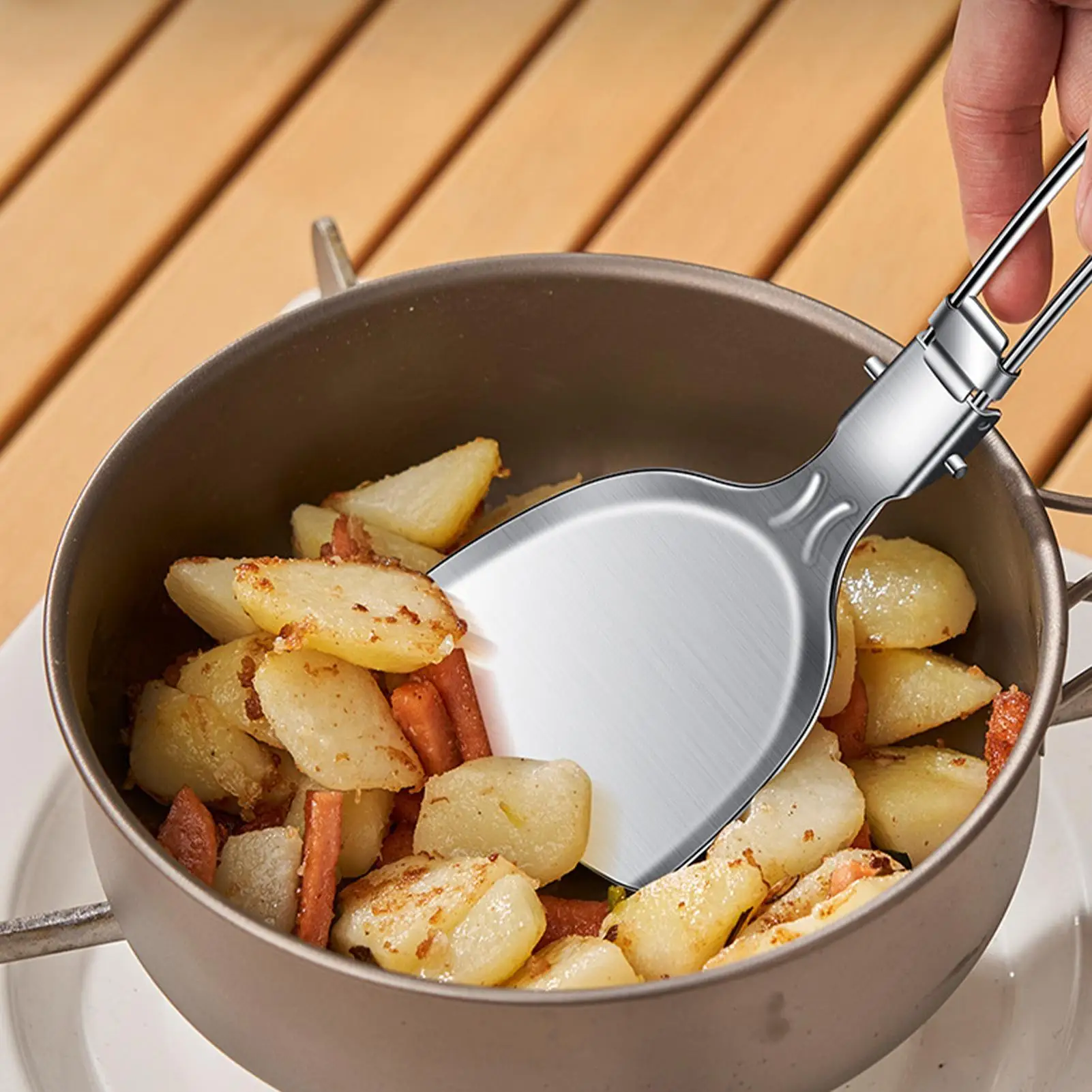 Camping Cookware Sets 6 Piece Foldable Spatula Portable Camping Cookware Kitchen Tools With Storage Bag For Stewing Frying view 2