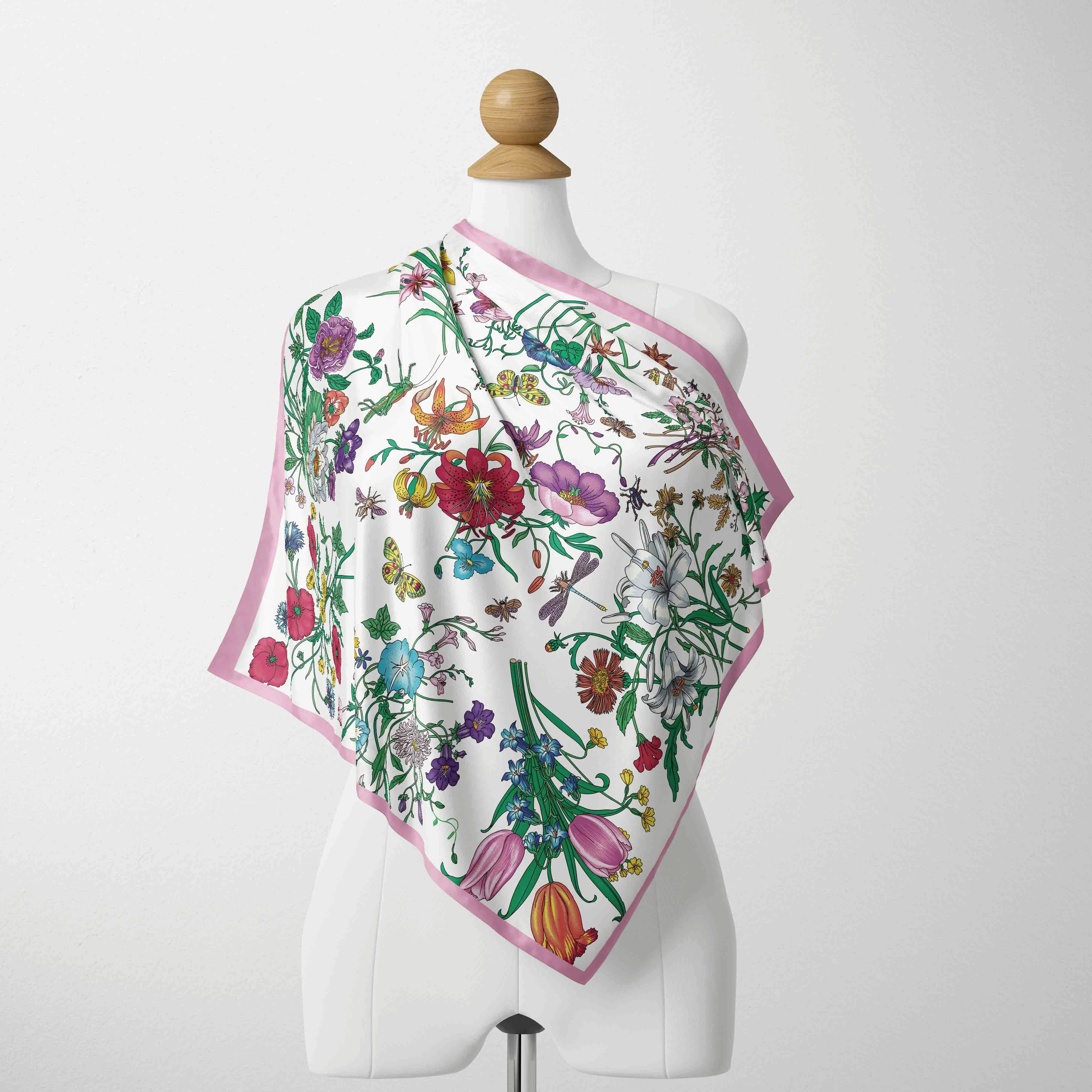 

70cm*70cm Designer Print 2025 Summer New Arrival Fashion Chiffon Headbands Bandana Female Scarves Female Silk Scarves