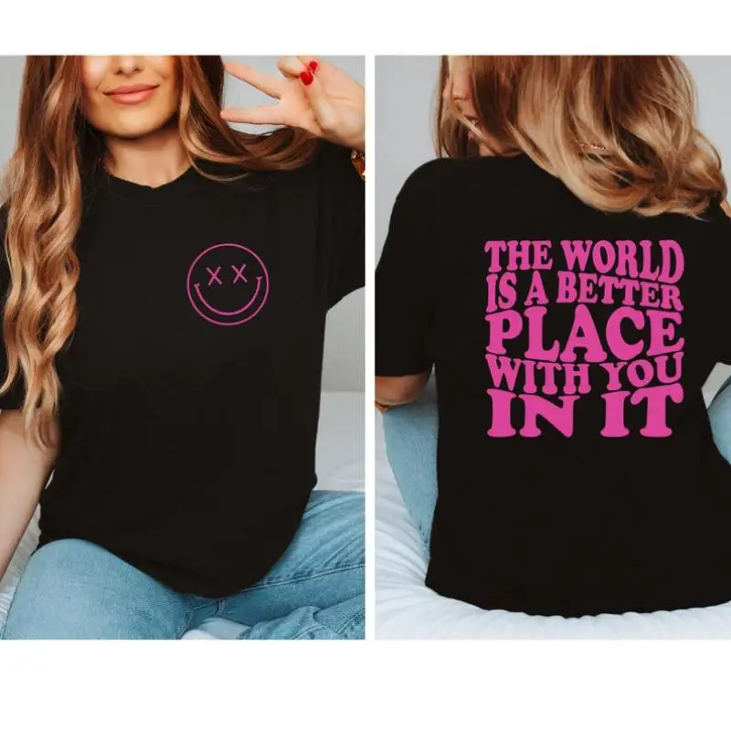 

Positive Slogan T-shirt Women Oversized Retro Y2K Graphic Tee Inspirational Aesthetic Self-Love Streetwear Summer Top