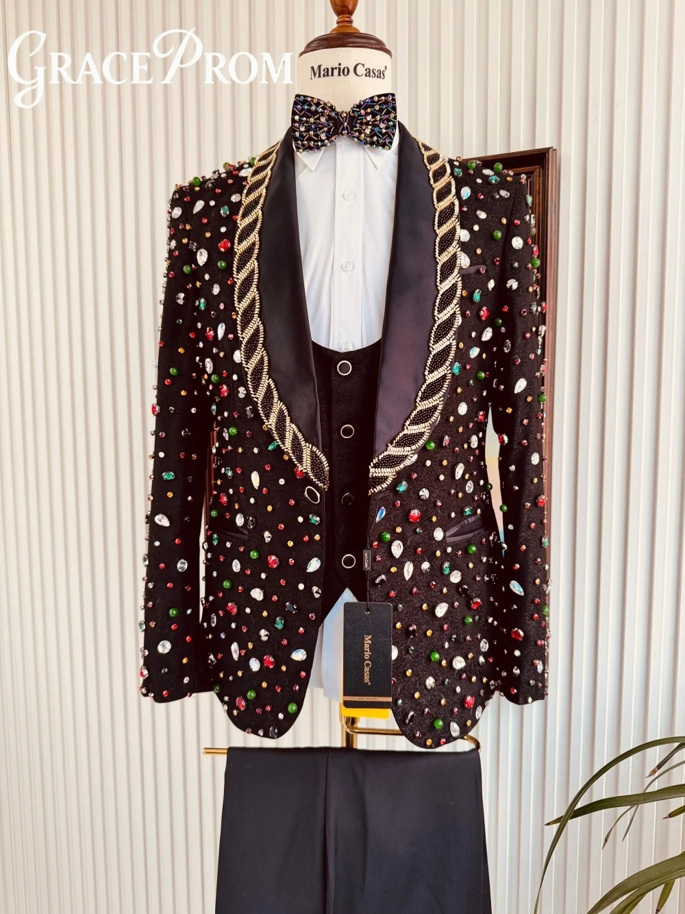 

Handsome Crystal Business Suit 2026 Fashion Banquet Wedding Trend Groom Best Man Single Breasted Men 3 Piece Jacket Pants Vest