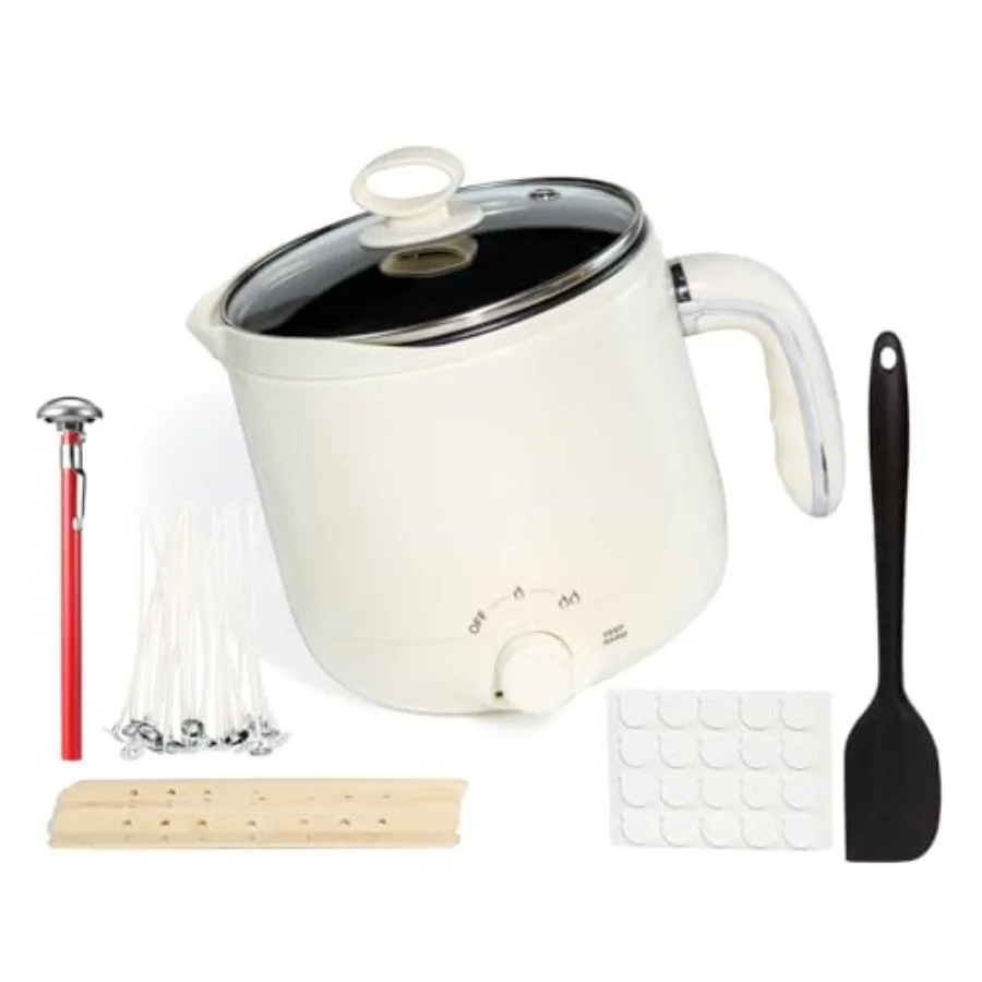 

Электрический воскотоп с термометром для изготовления свечей, 60 унций/1,8 л, большой объем, с носиком для заливки, черный, для начинающих