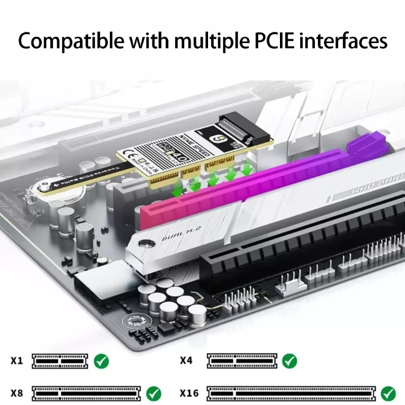 

M.2 to PCIe Adapter Card Support for 2280 2260 2242 2230 Desktop Expansion Easy Installation Accessories F19E