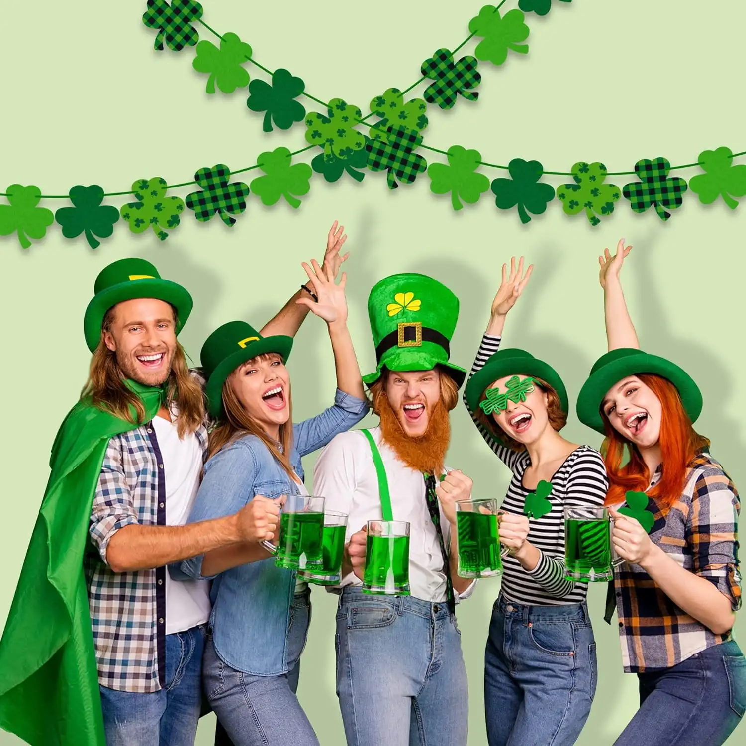 Украшения-ко-Дню-Святого-Патрика-набор-аксессуаров-ко-Дню-Святого-Патрика-с-клевером-lucky-banner-зеленая-гирлянда-из-трилистника