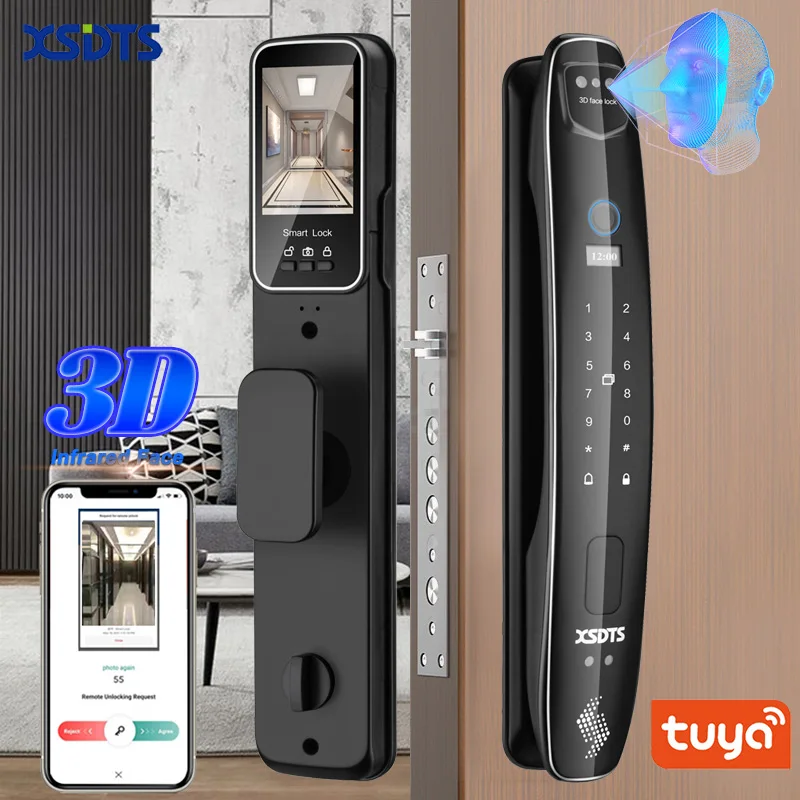 Wifi facial Electronic lock biometrics Fingerprint Smart Door Lock Password 3D face recognition Camera Electronic Lock Do Brasil