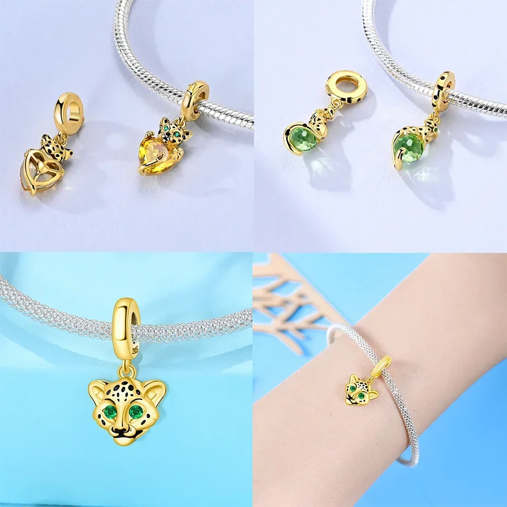 Exquisite 925 Silver Charms Sika Deer Elk Leopard Lion Monkey Beads Fit Original Charm Bracelet Making Fashion Pendants Gift