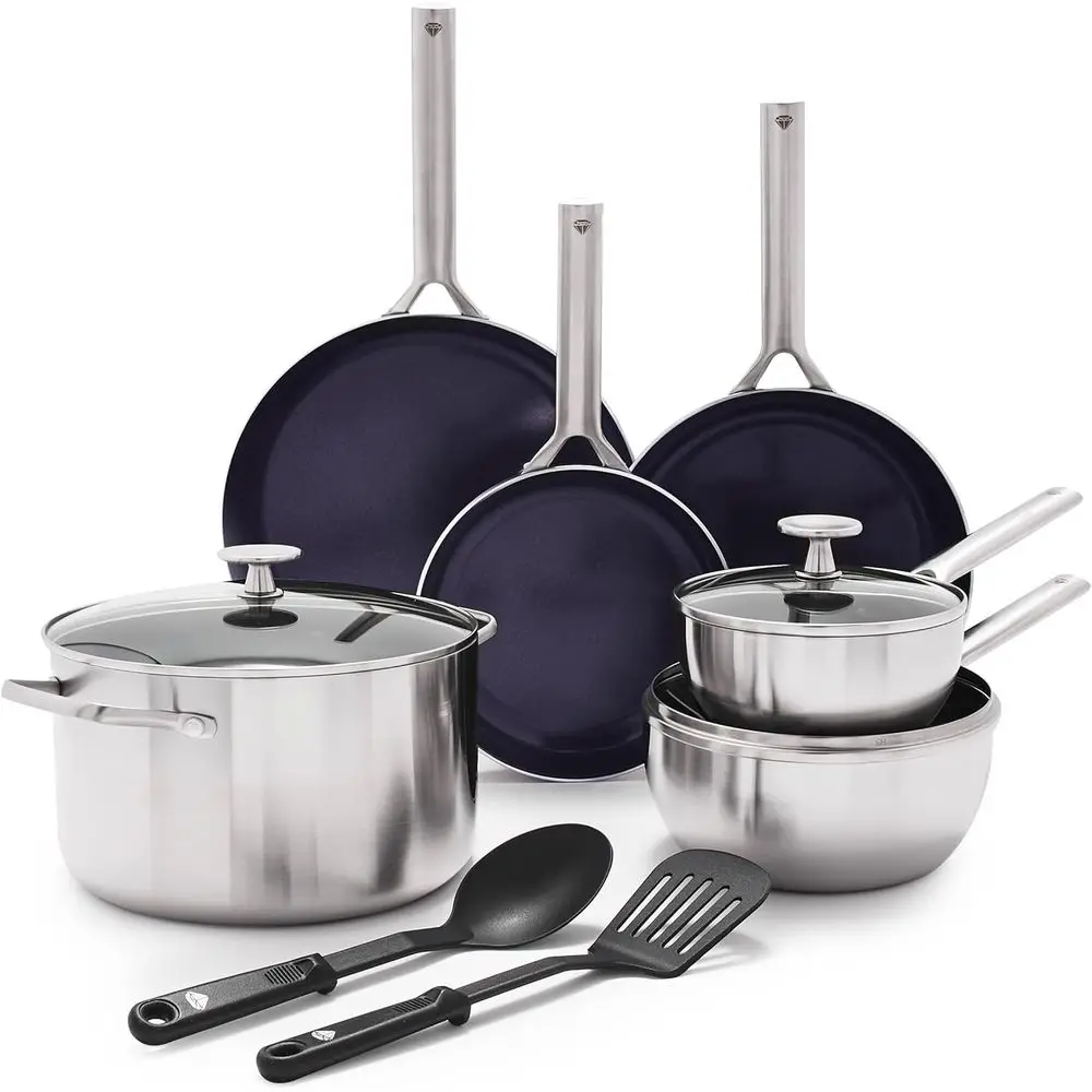 

, Triple Steel Ceic Nonstick Cookware Set - 11 Pieces, Silver