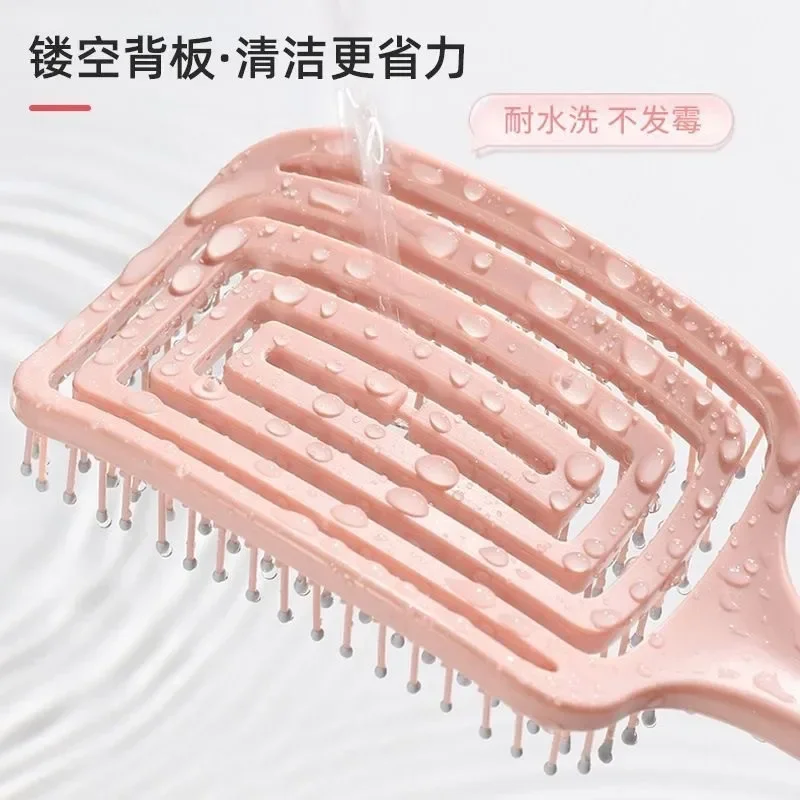 Silikon-Hohlkissen-Massagekamm, Volumen- und Entwirrbürste für Echthaar & Perücken, 4 Farben Styling-Tools – Detail 4