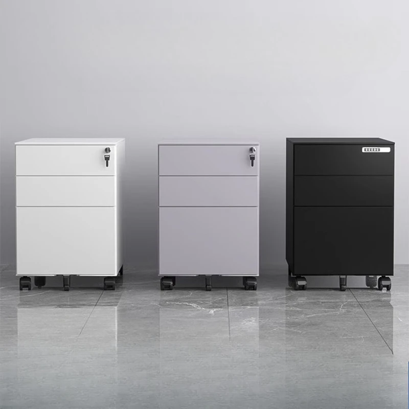 F*-White Mobile File Cabinet with Lock, Rolling Under Desk Office Storage Unit