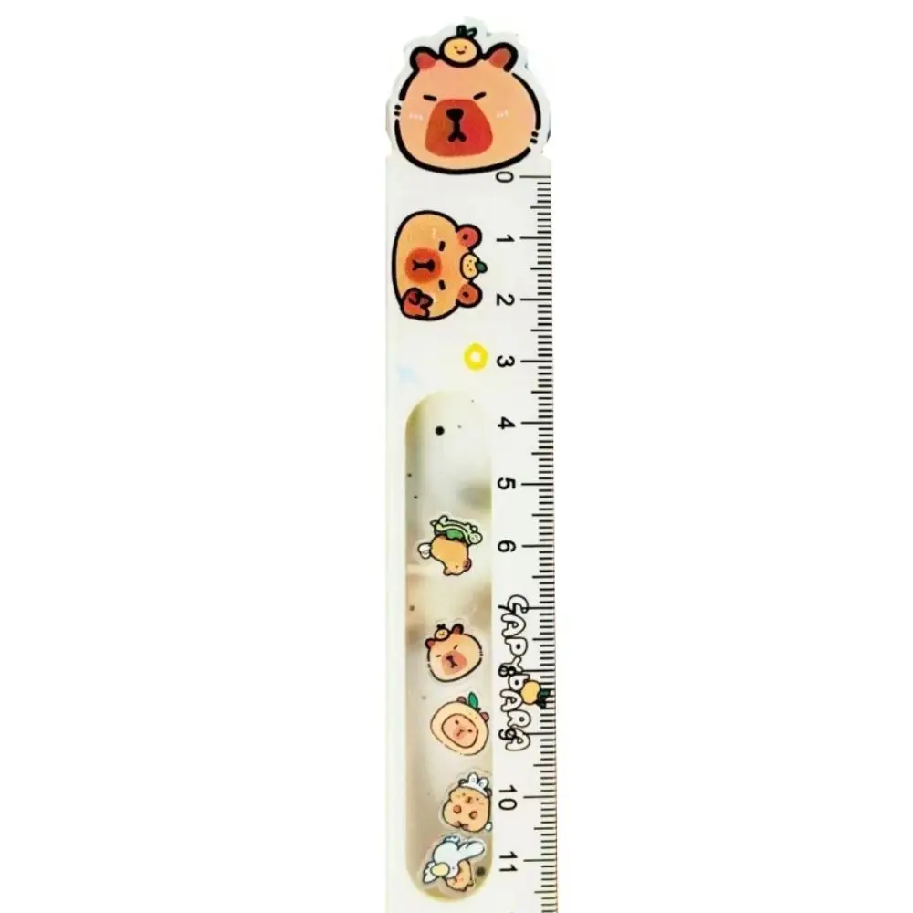 Stationery Capybara Boring Shaking Toy Ruler Cartoon Kawaii Student Straight Ruler Swinging Toy Aryclic Math Drawing Ruler Kids