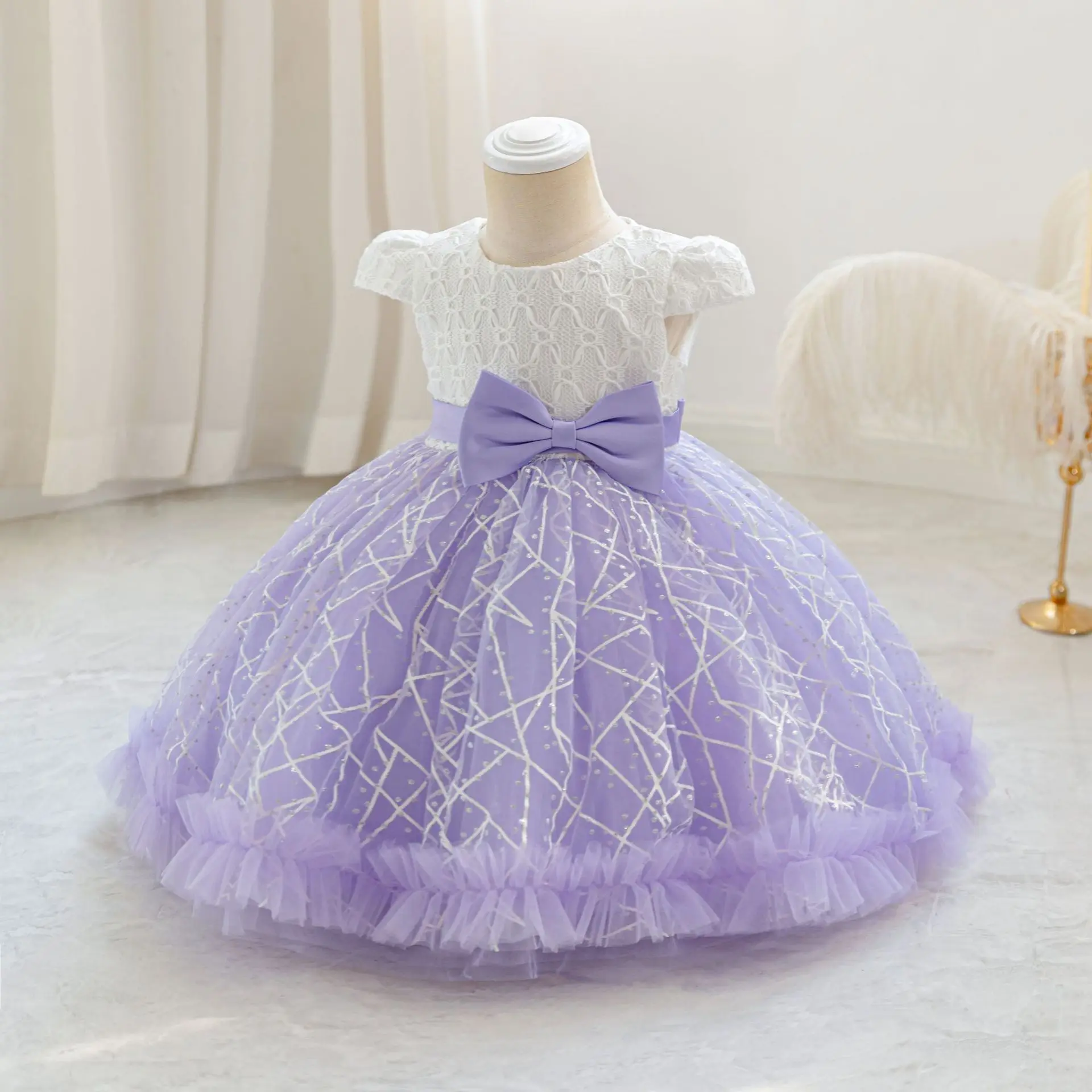 

HETISO платья для первого дня рождения для маленьких девочек, кружевное праздничное платье с лентами, детское свадебное элегантное платье принцессы, От 0 до 5 лет