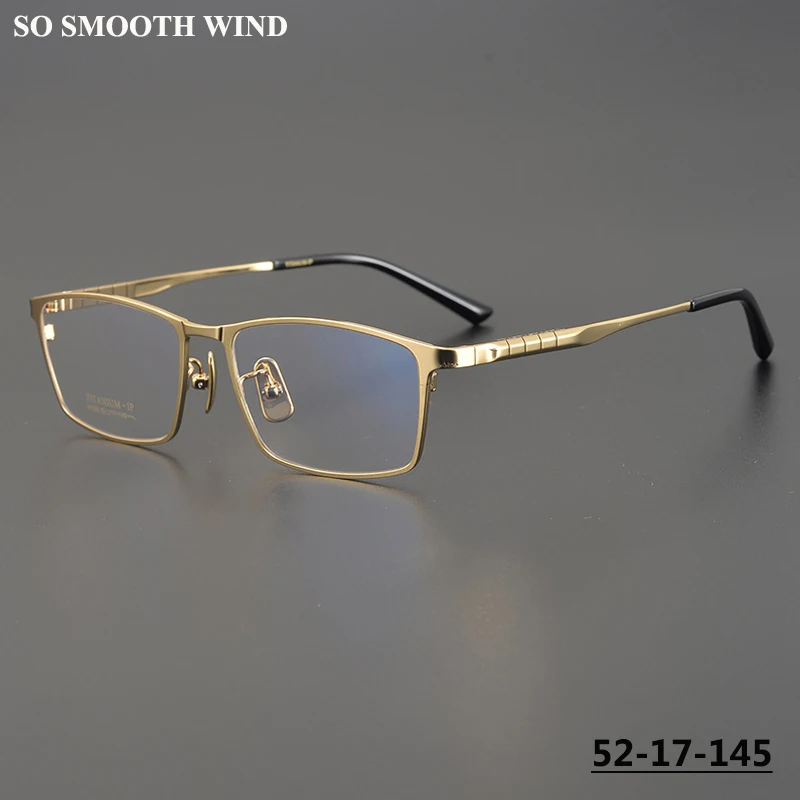 

Pure Titanium Business Glasses Frame Men Fashion Square Rim Optical Glossy Gold Eyeglasses Spectacle Prescription Myopia Eyewear