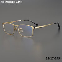 Pure Titanium Business Glasses Frame Men Fashion Square Rim Optical Glossy Gold Eyeglasses Spectacle Prescription Myopia Eyewear