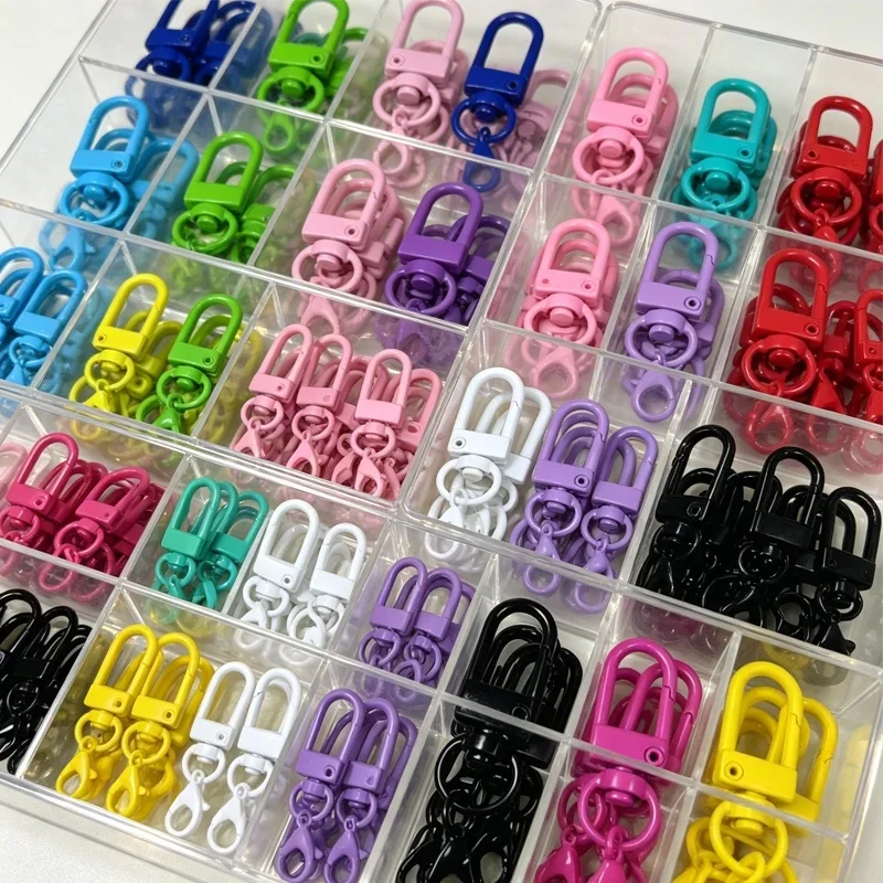100-10pcs New Random Color Carabiner Clasp Key Chain Rotating Keyrings for DIY Key Chain Bags Pendants Accessories Wholesale ﻿