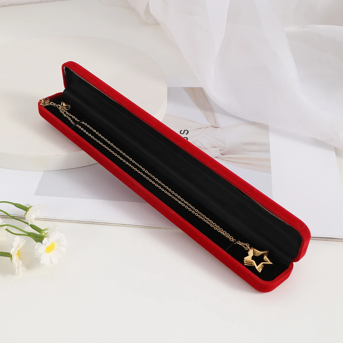 Velvet Chain Necklace Gift Box Jewelry Pendant Display Storage Organizer Wedding Luxury Packaging Bag