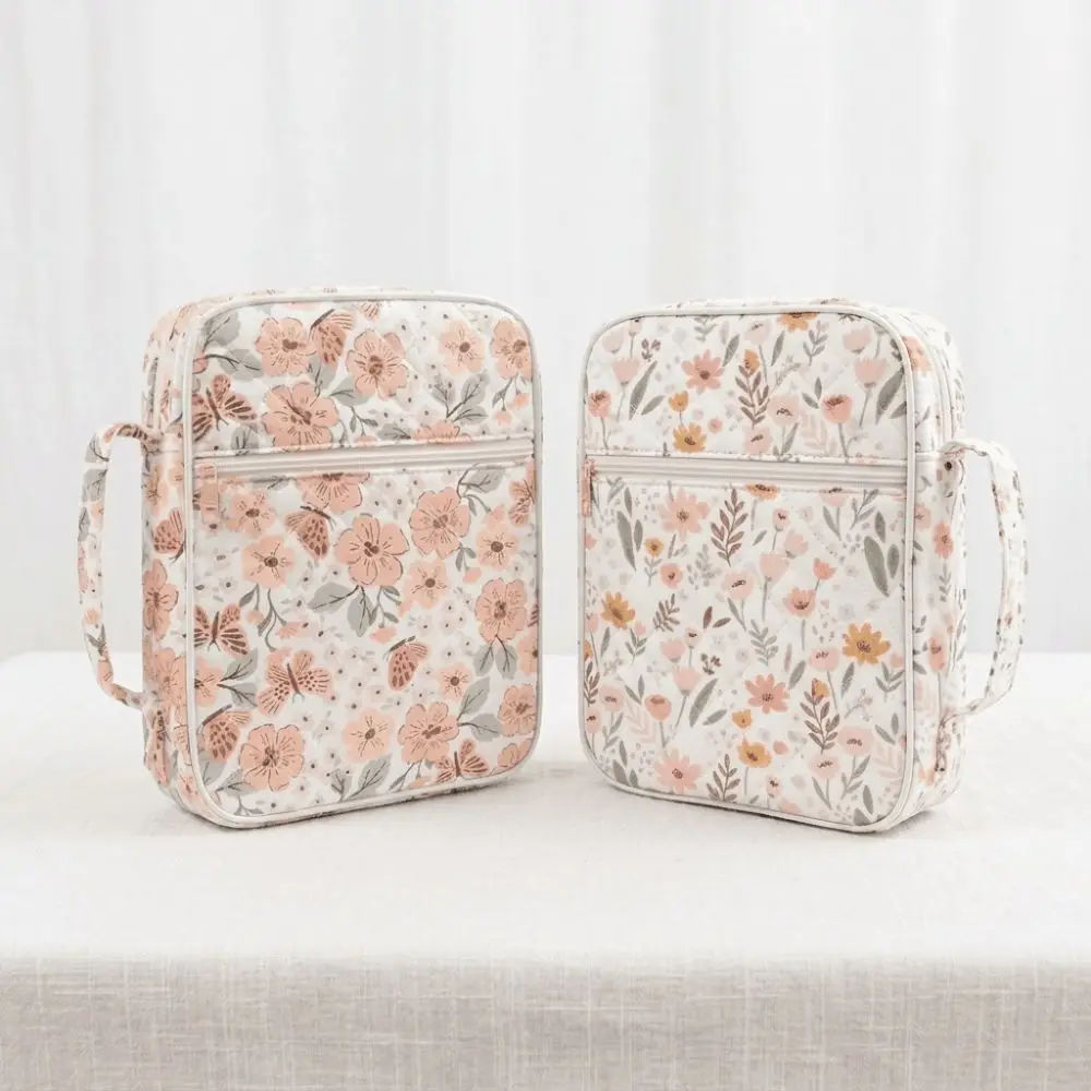 Dustproof Book Storage Bag Quilted Cotton Light Moisture Resistant Protective Pouch Interior Organizer Pockets Large Capacity